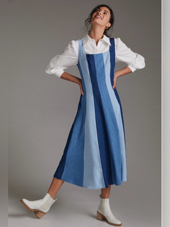 FARM Rio Dresses & Skirts - FARM Rio X Anthropologie Colorblocked Denim Midi Dress